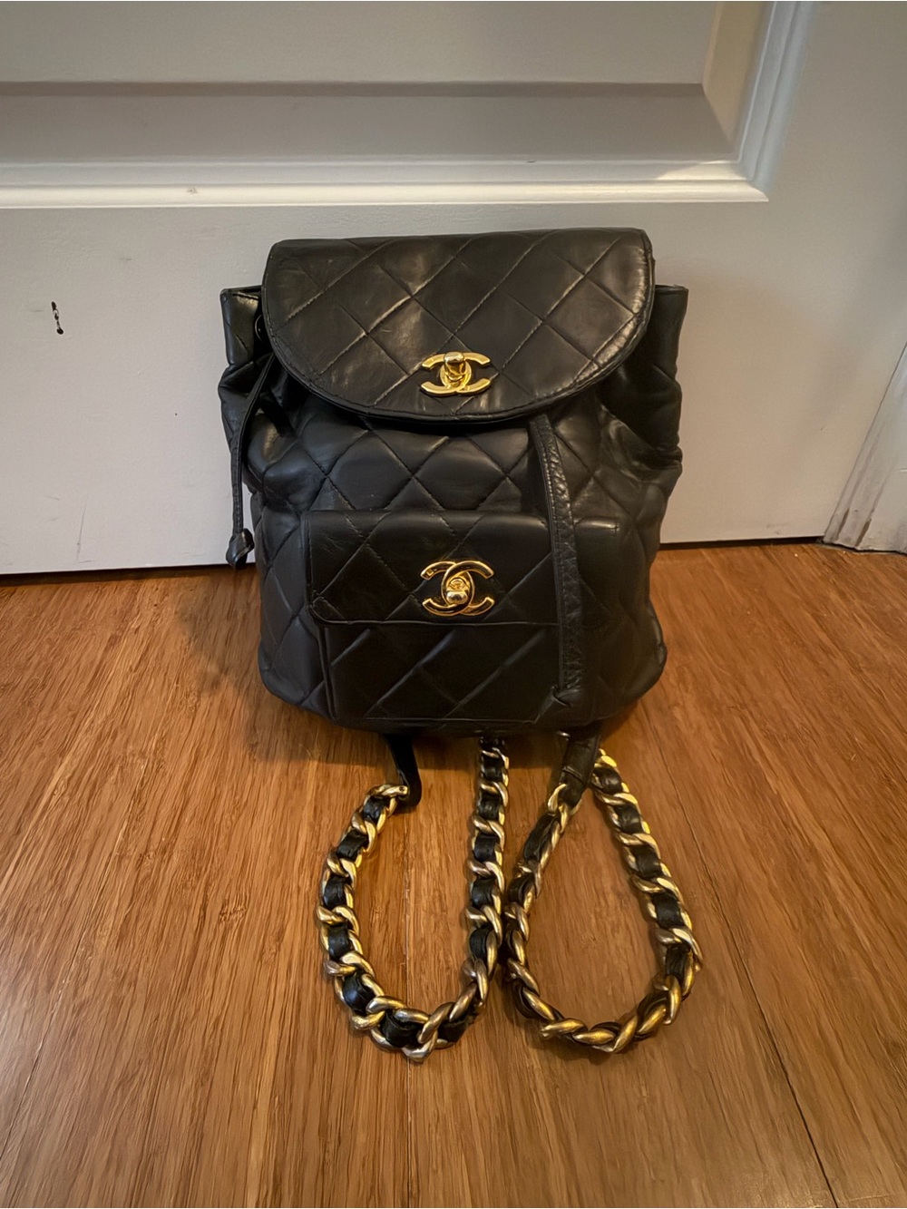CHANEL Vintage Duma Quilted Leather Backpack with Gold CC Hardware